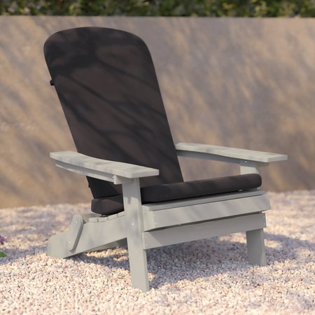 Flash Furniture Gray Folding Adirondack Chairs-Gray Cushions, 2PK 2-JJ-C14505-CSNGY-GY-GG